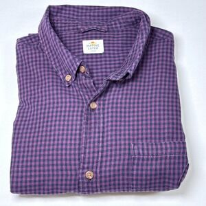 Marine Layer Mens Purple Gingham Button Down Shirt Long Sleeve Size Large